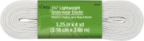 1-1/4" Lightweight Underwear Elastic, White, 4 yd