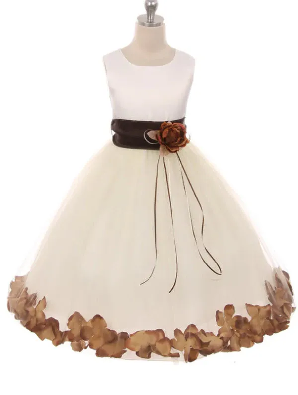 160B [SASH] White Satin Flower Petal Girl Dress with Organza Sash (2 of 2)