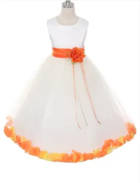 160B [SASH] White Satin Flower Petal Girl Dress with Organza Sash (2 of 2)