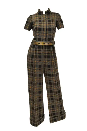 1970s Cardinali Sample Tweed Jumpsuit and Hat 2-4