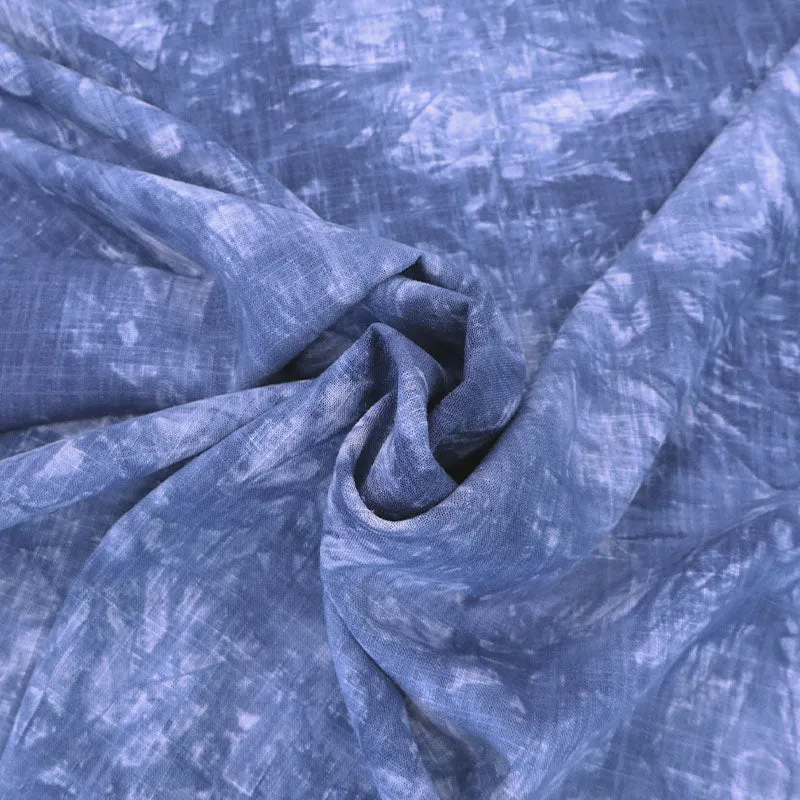 200CM REMNANT Linen and Viscose - Tie Dye - Blue