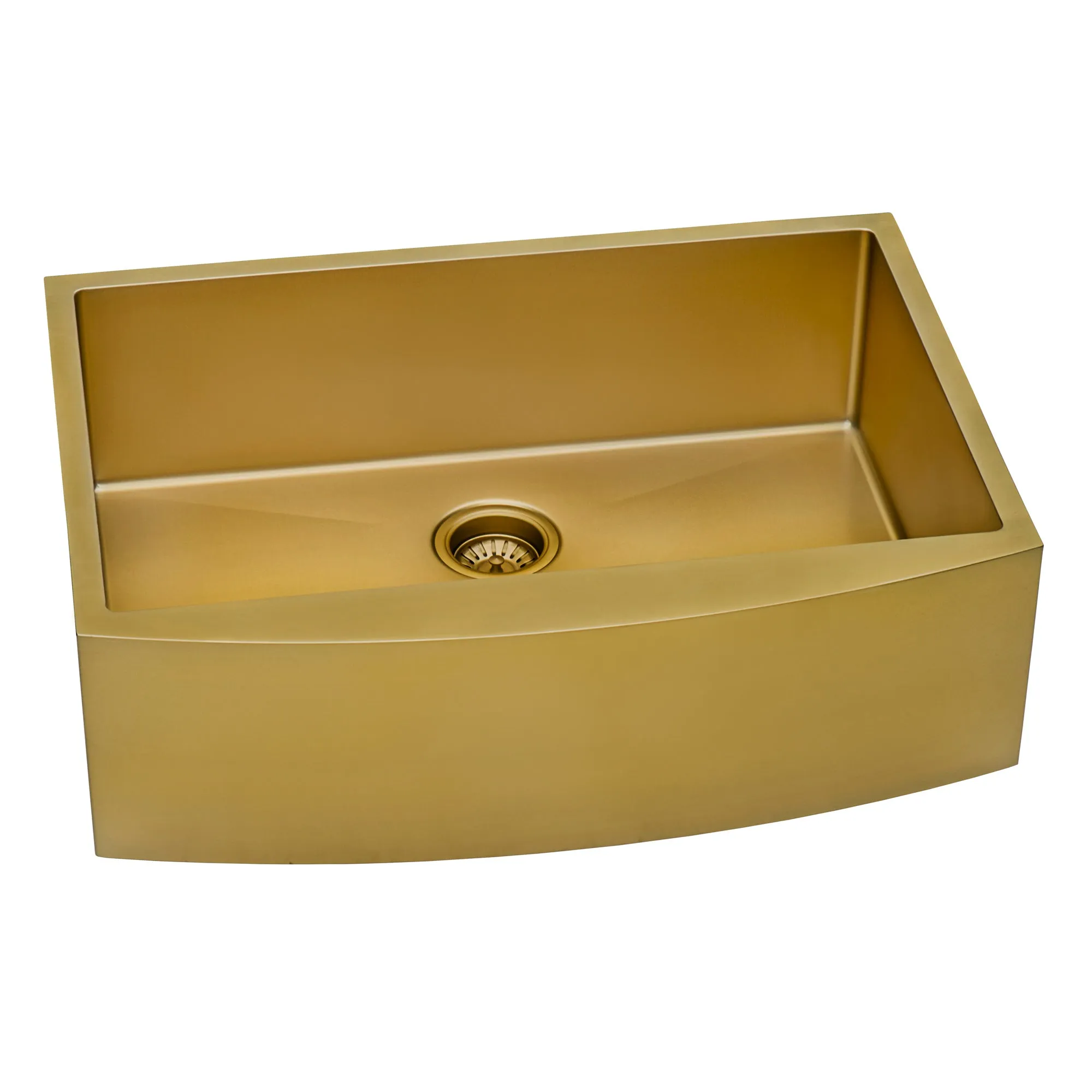 33-inch Apron-Front Farmhouse Kitchen Sink – Brass Tone Matte Gold Stainless Steel Single Bowl