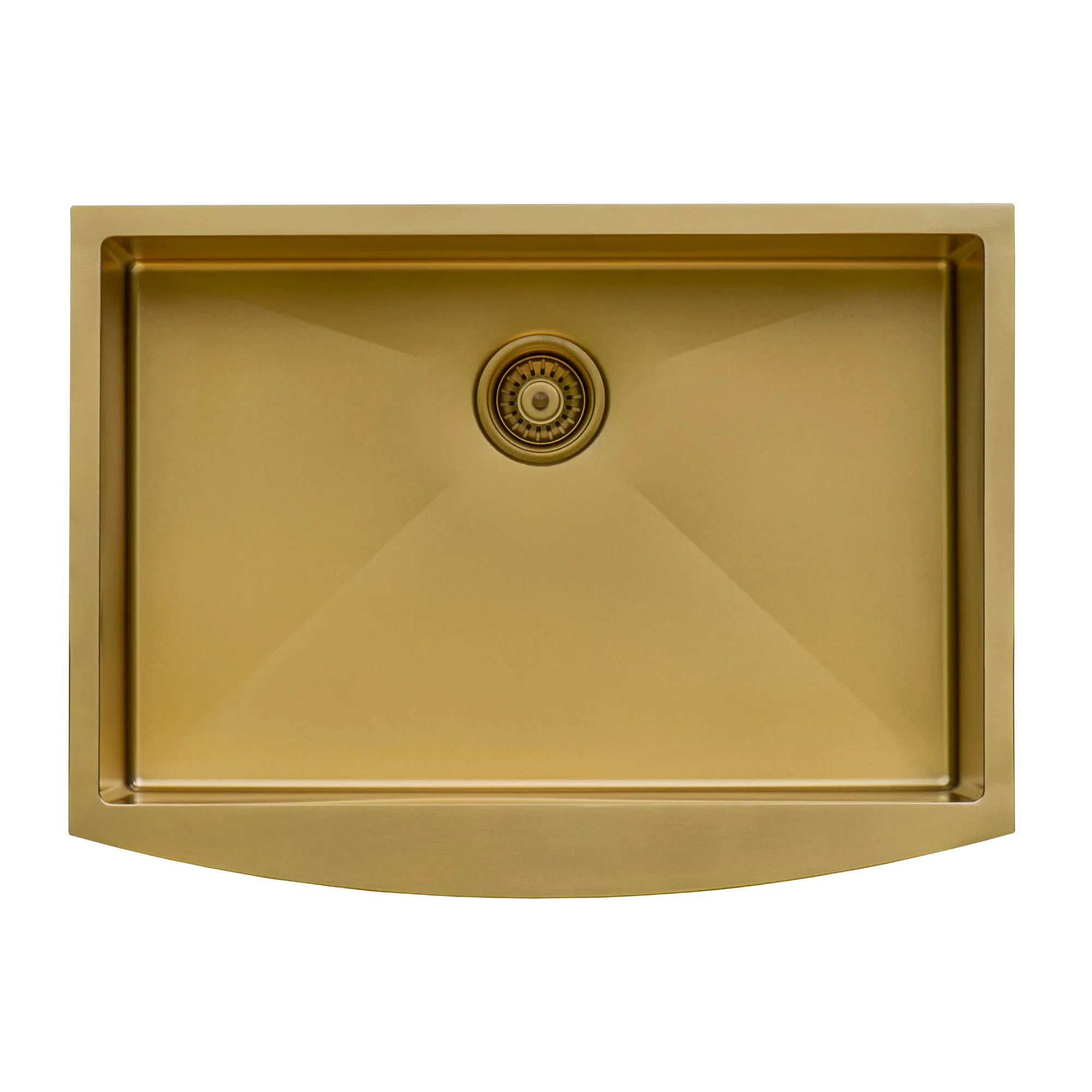 33-inch Apron-Front Farmhouse Kitchen Sink – Brass Tone Matte Gold Stainless Steel Single Bowl