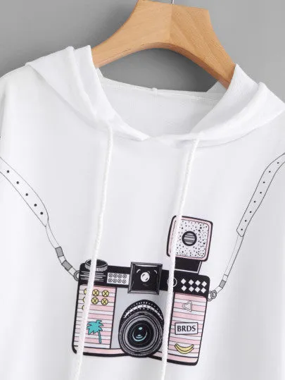 3D camera style fashion crop sweater