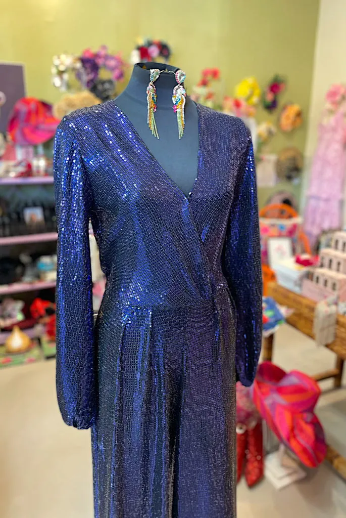 ABBA Sequinned Jumpsuit in Purple Navy - SFH Designs Original