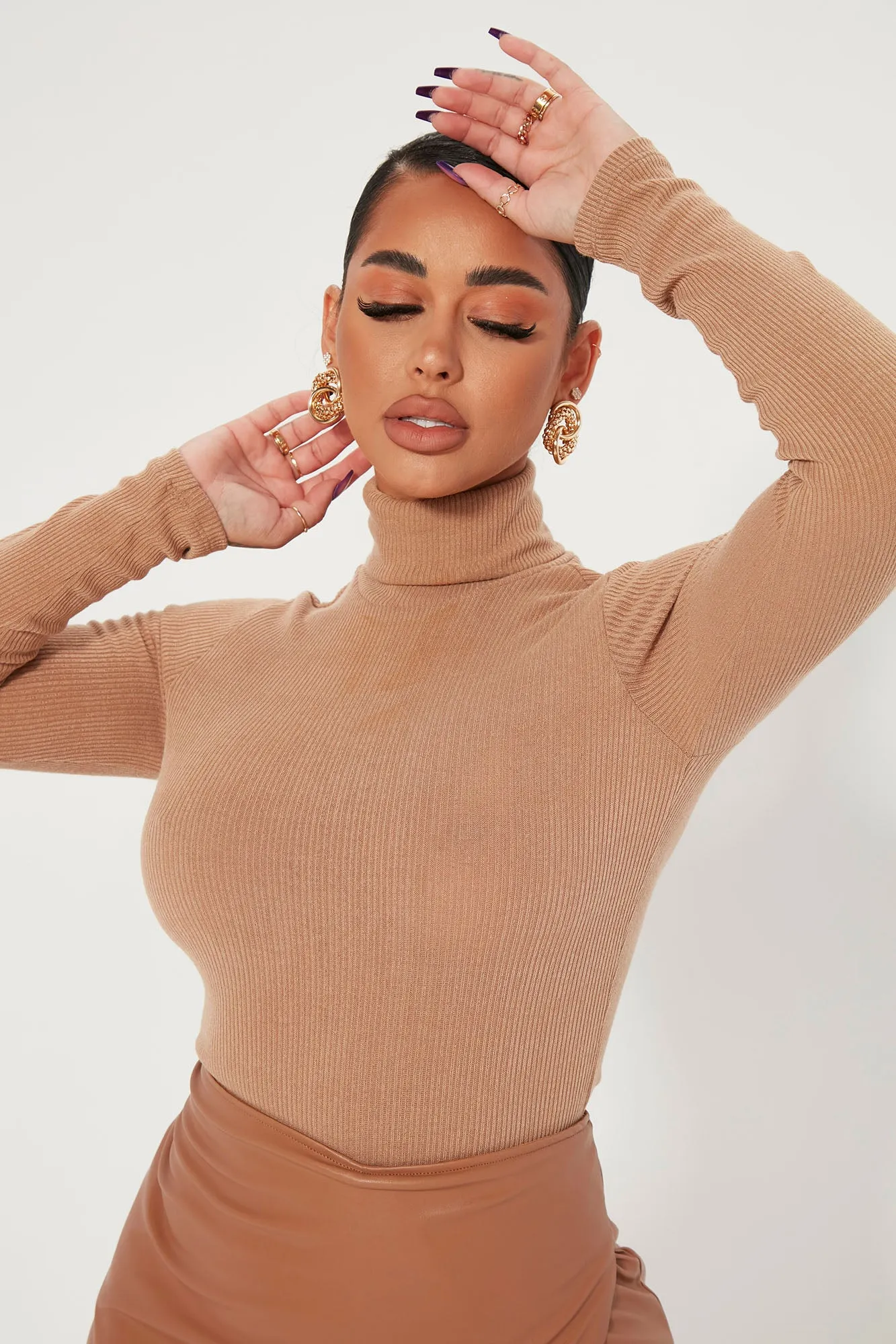 Alanna Turtleneck Bodysuit - Camel