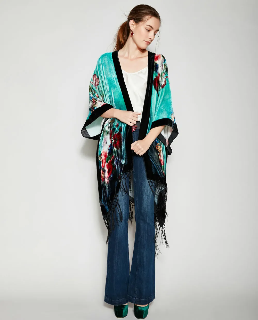 ALICE IN PARIS SILK VELVET KIMONO