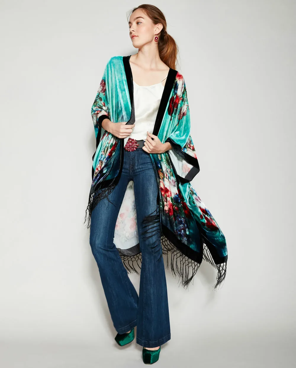 ALICE IN PARIS SILK VELVET KIMONO