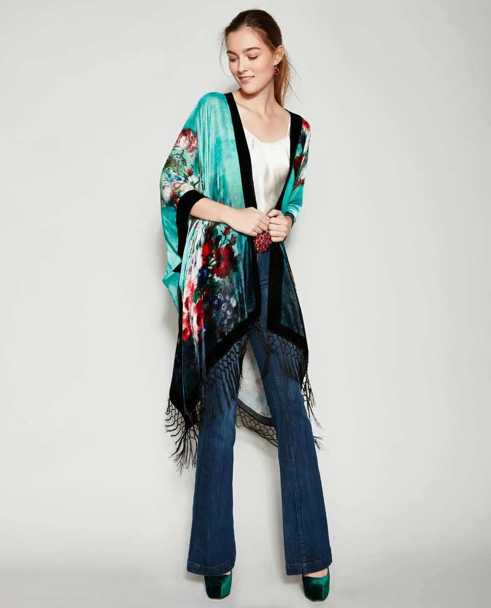 ALICE IN PARIS SILK VELVET KIMONO