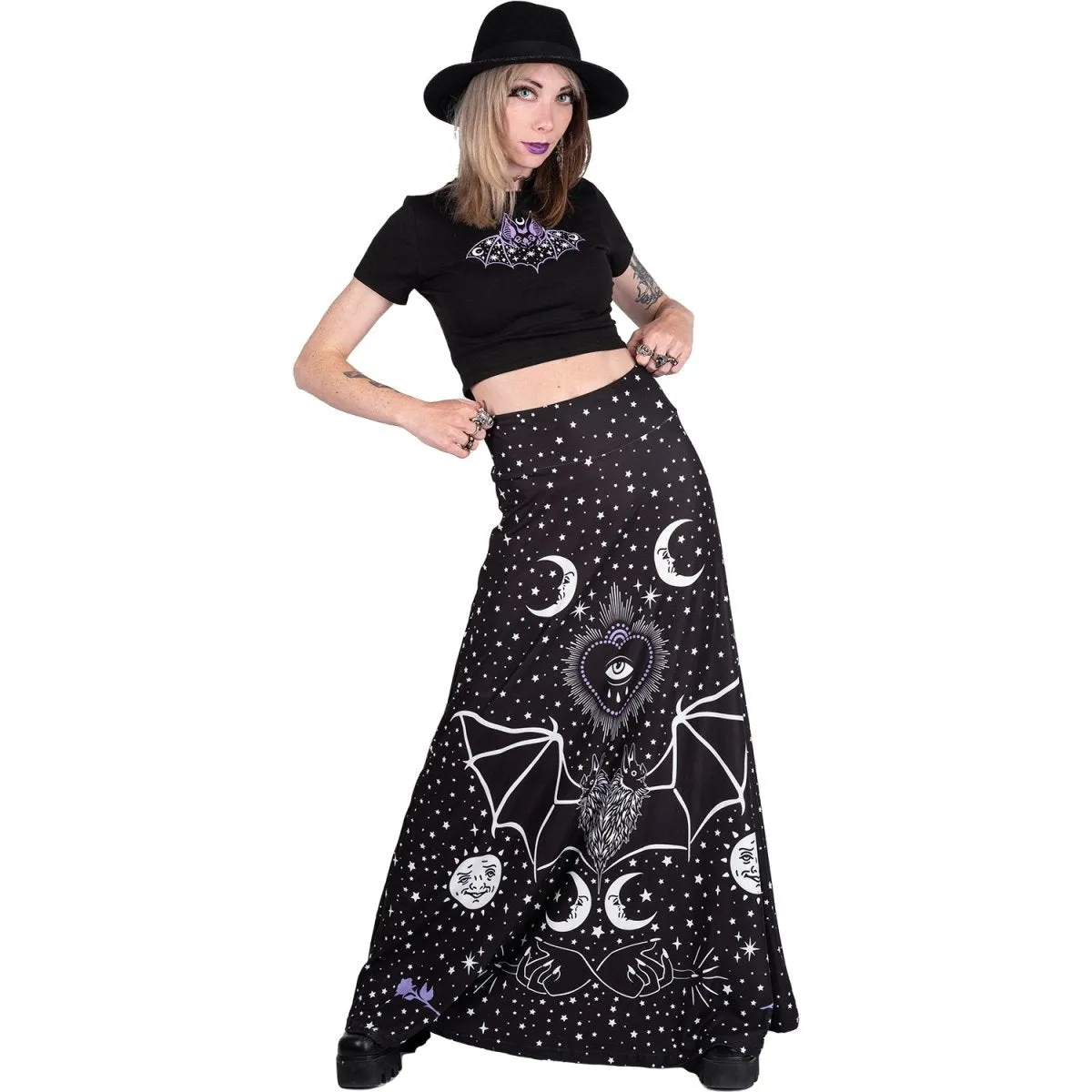 All Seeing Bat Eye Magick Maxi Skirt