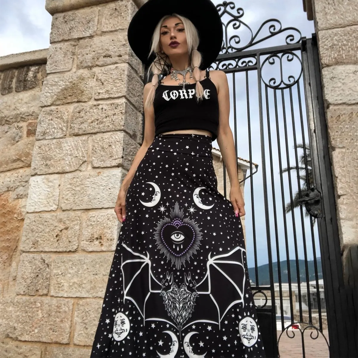 All Seeing Bat Eye Magick Maxi Skirt