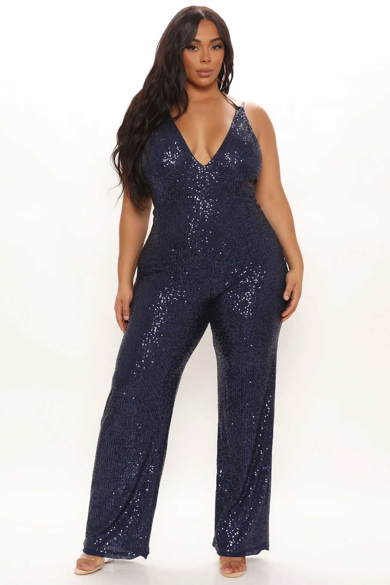 All That Shine Sequin Jumpsuit - Navy