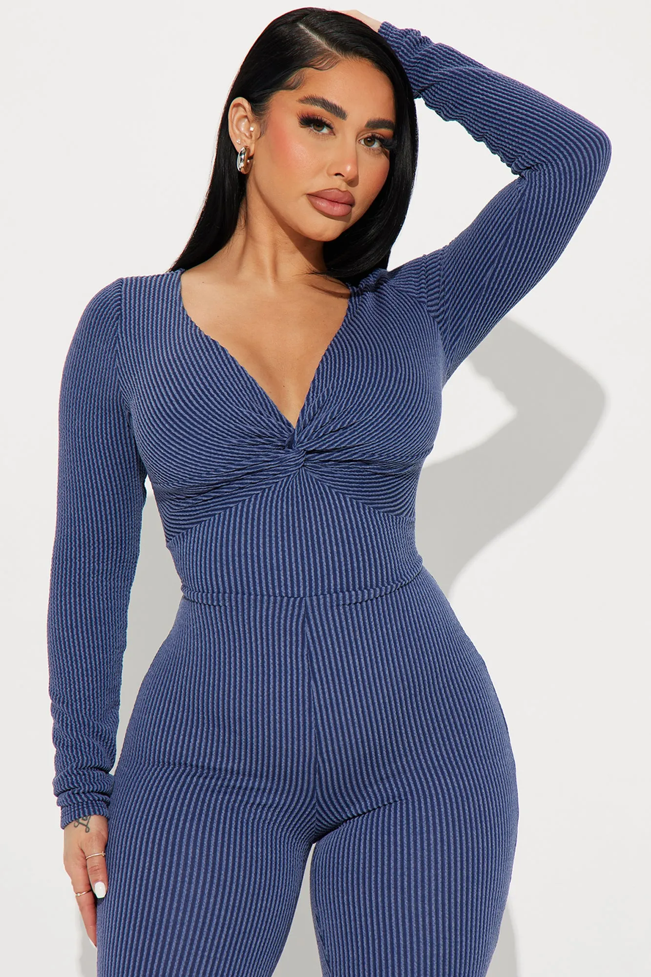 Always Adored Ribbed Jumpsuit  - Navy