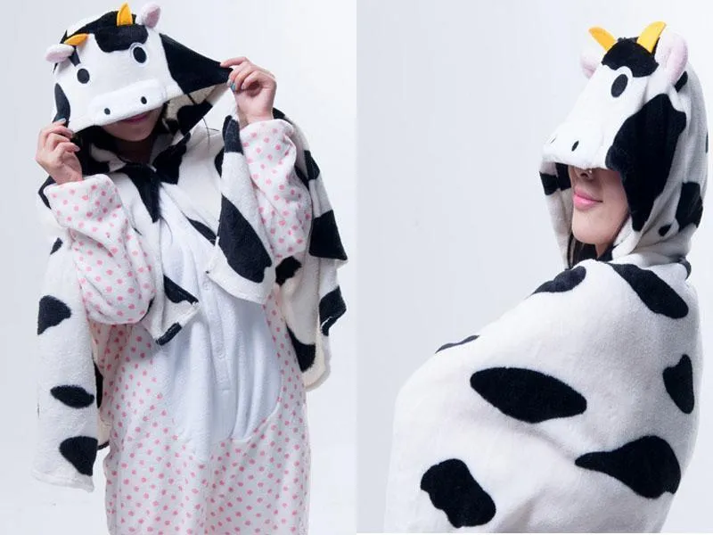 Animal Cute Kigurumi Cow Cosplay Costume Hoodie Cloak