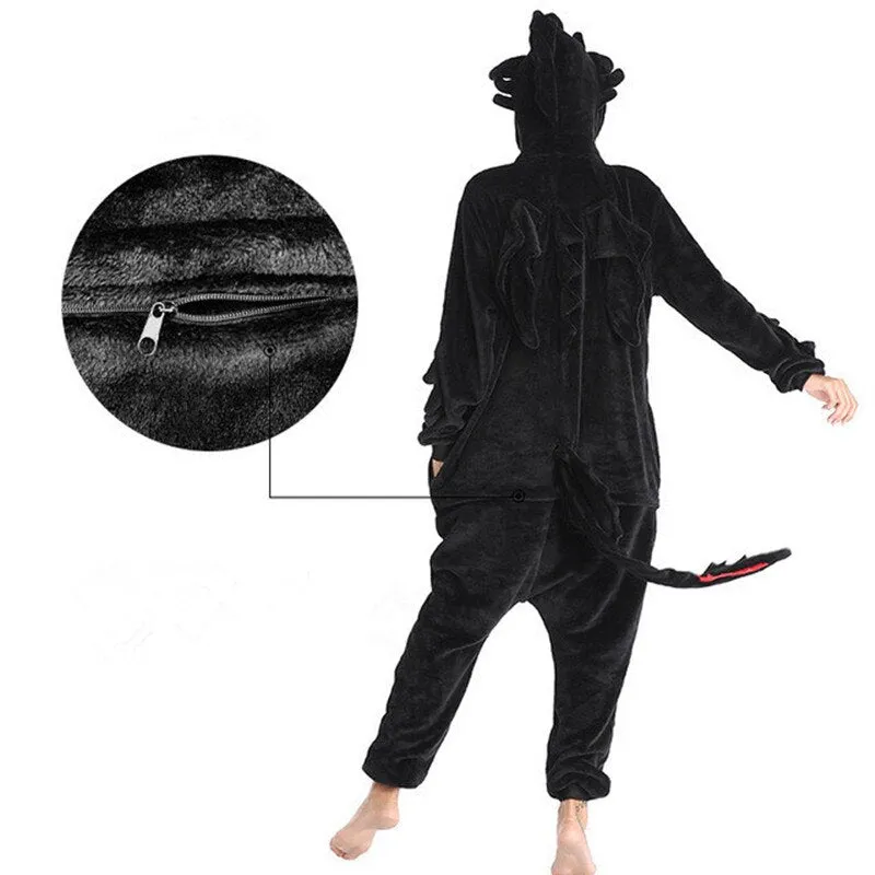 Arrival  Kigurumi Dragon Onesies Animal Winter Flannel Pajamas Adult Halloween Party Costume Jumpsuit