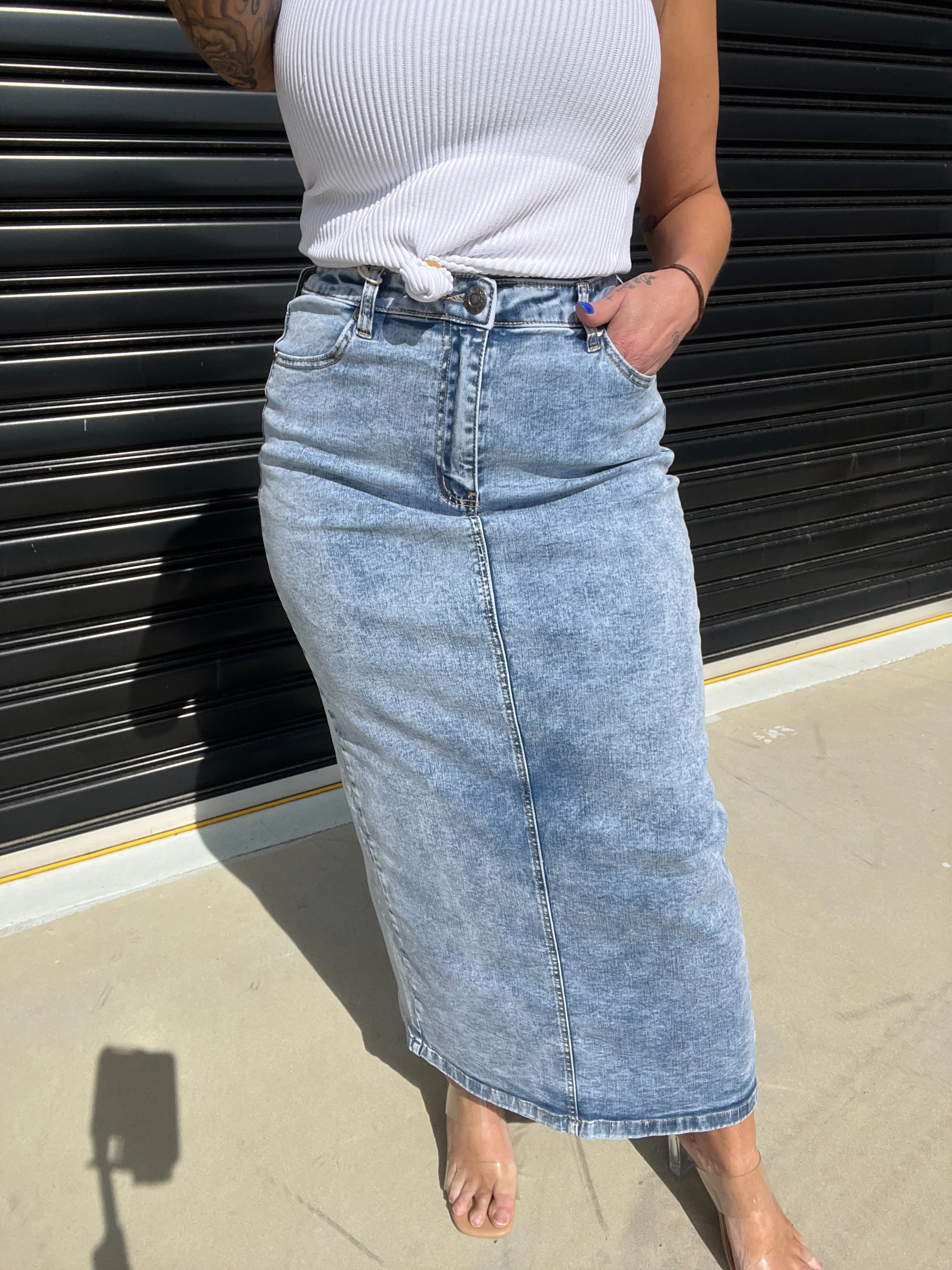 Asher Maxi Denim Skirt