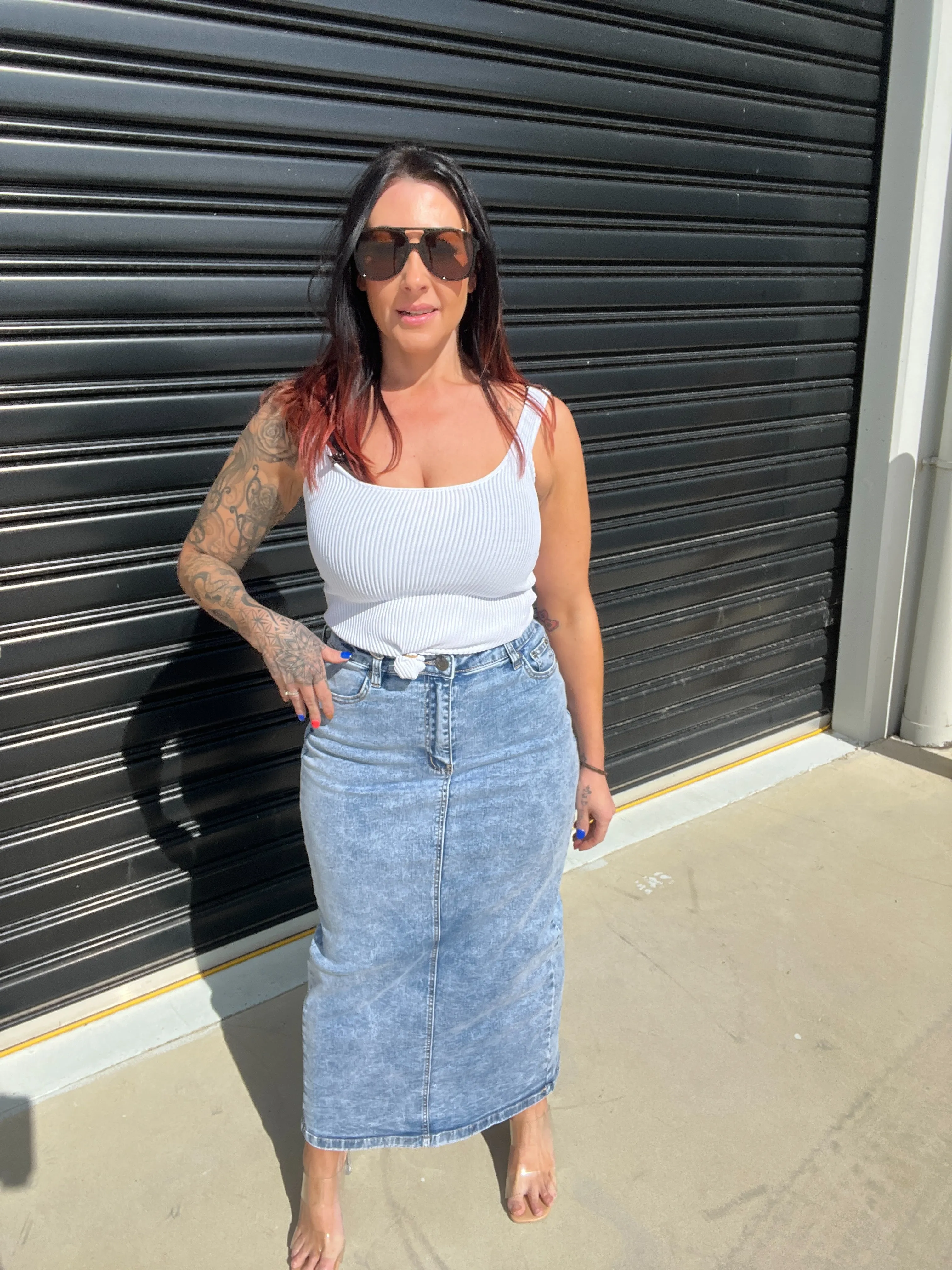 Asher Maxi Denim Skirt