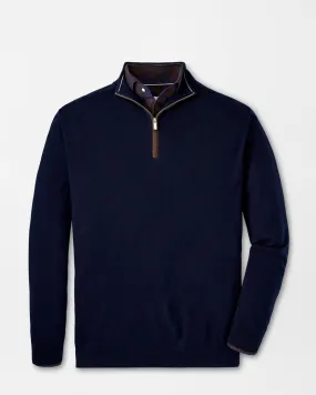 AUTUMN CREST SUEDE TRIM 1/4 ZIP SWEATER - NAVY