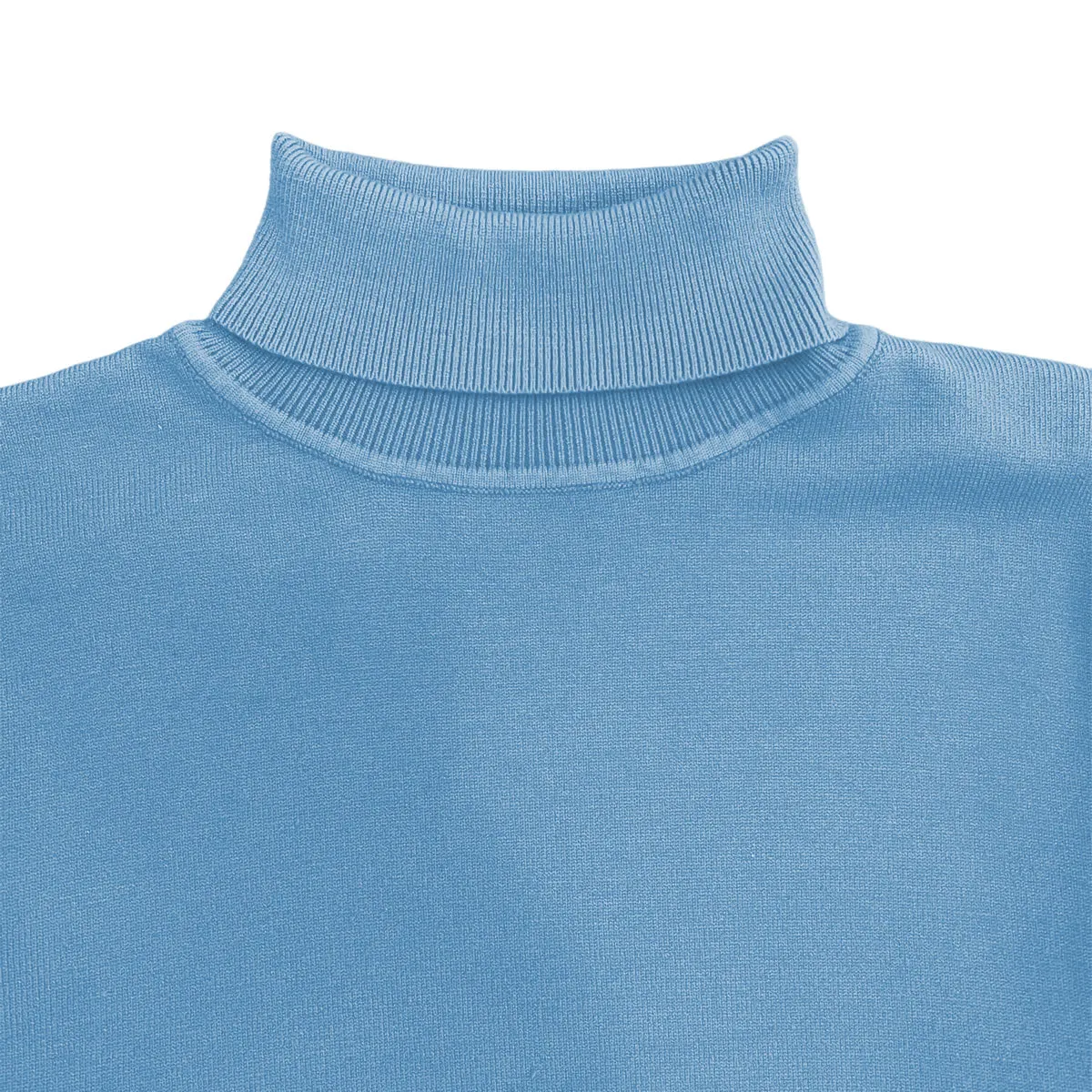 Baby Blue Mens Long Sleeve Knit Turtleneck Sweater