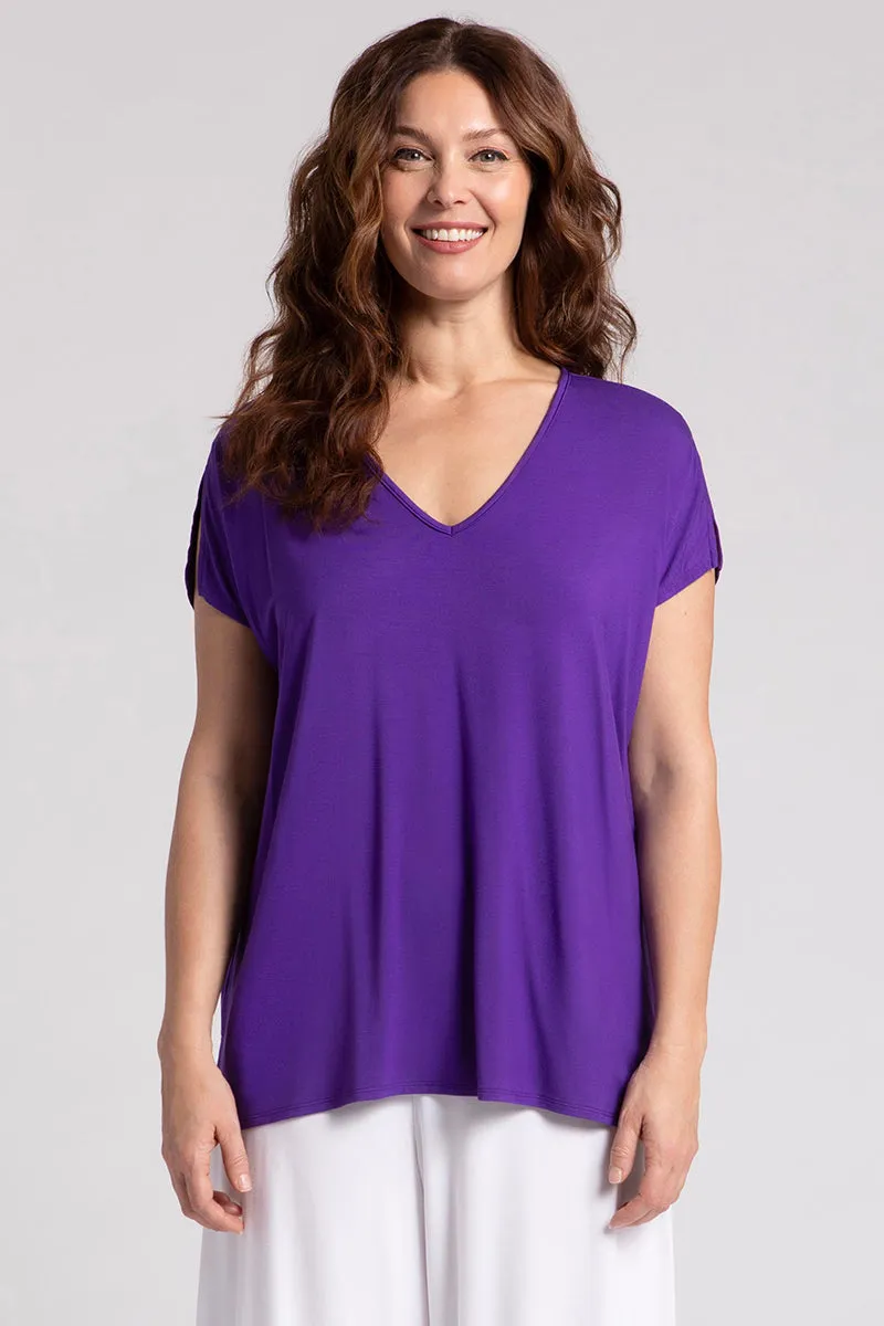 Bamboo V-Neck Slit Sleeve Top | Violet