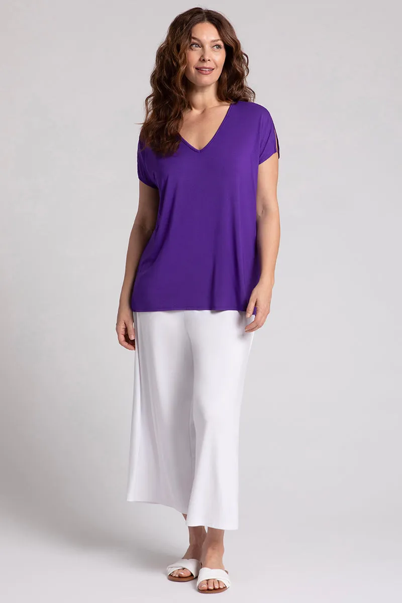 Bamboo V-Neck Slit Sleeve Top | Violet