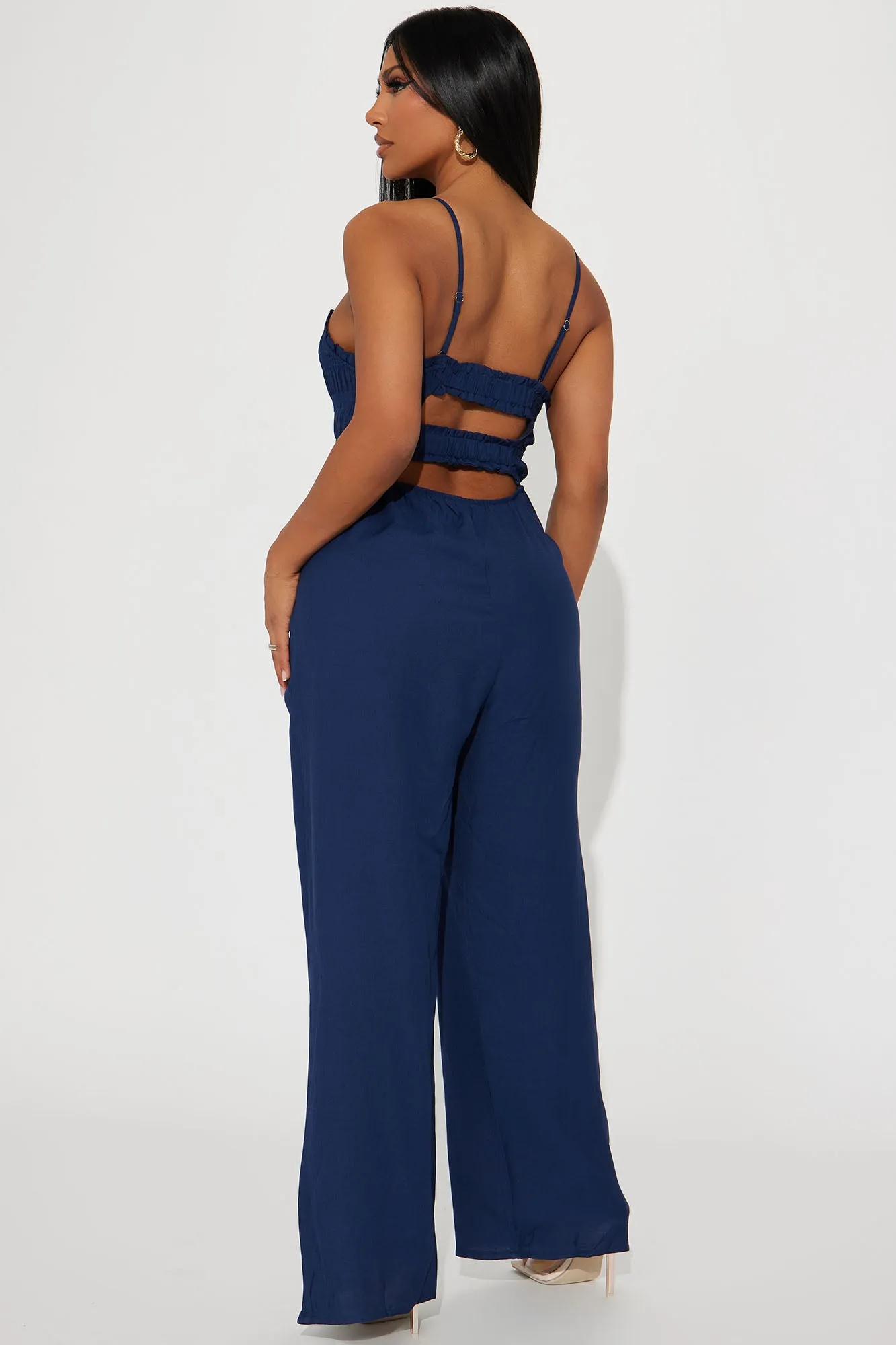 Beachy Days Linen Jumpsuit - Navy