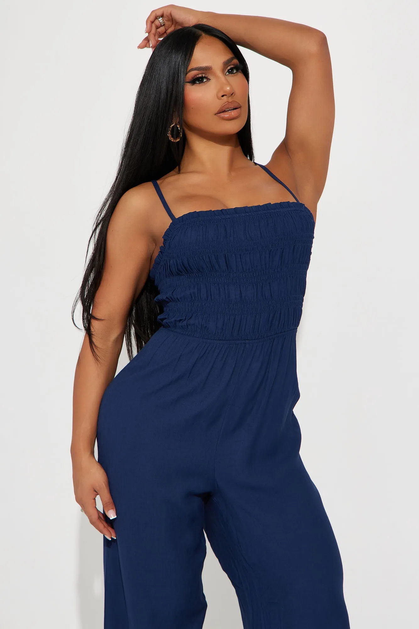 Beachy Days Linen Jumpsuit - Navy