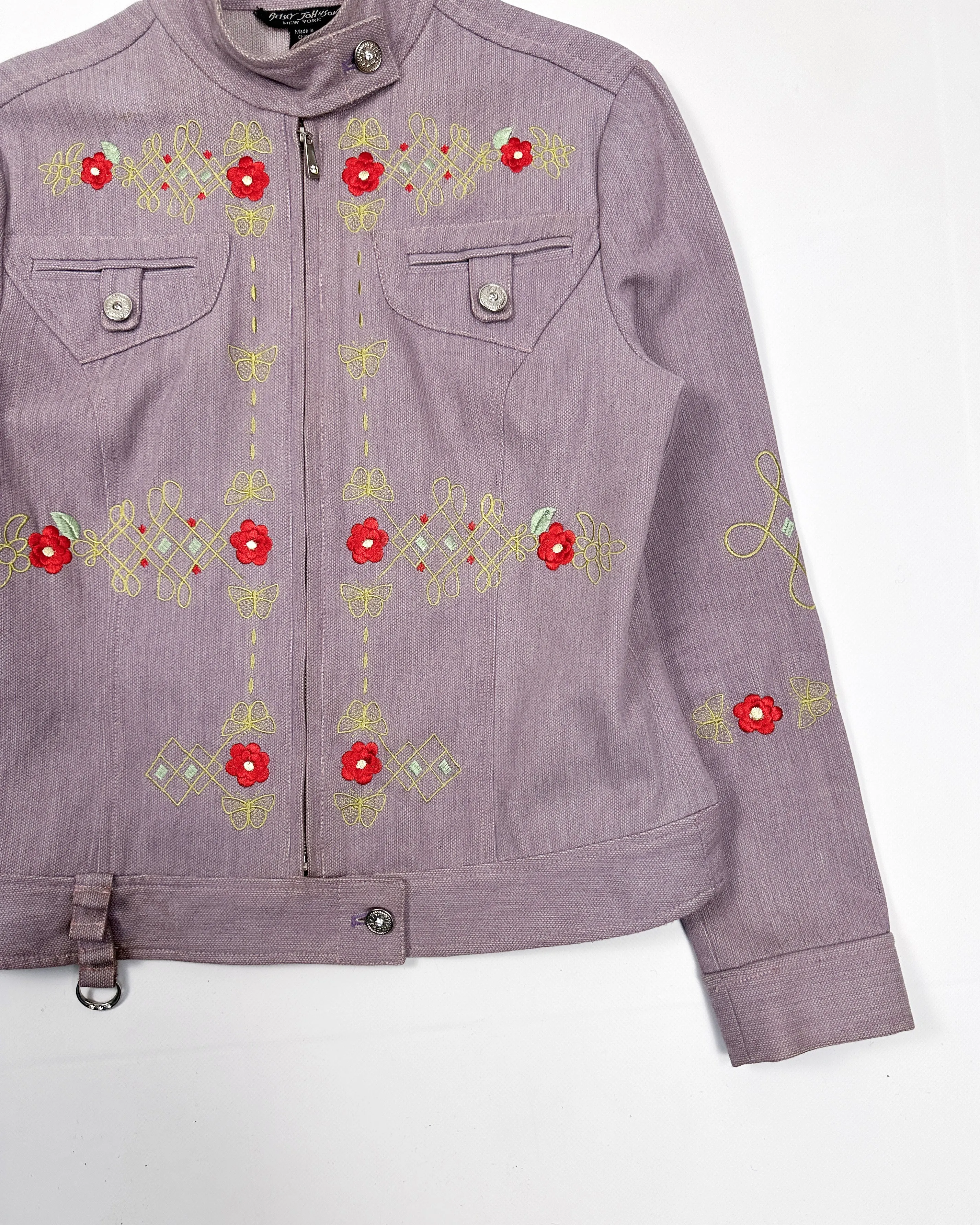 Betsey Johnson Violet Embroidered Jacket 1990's