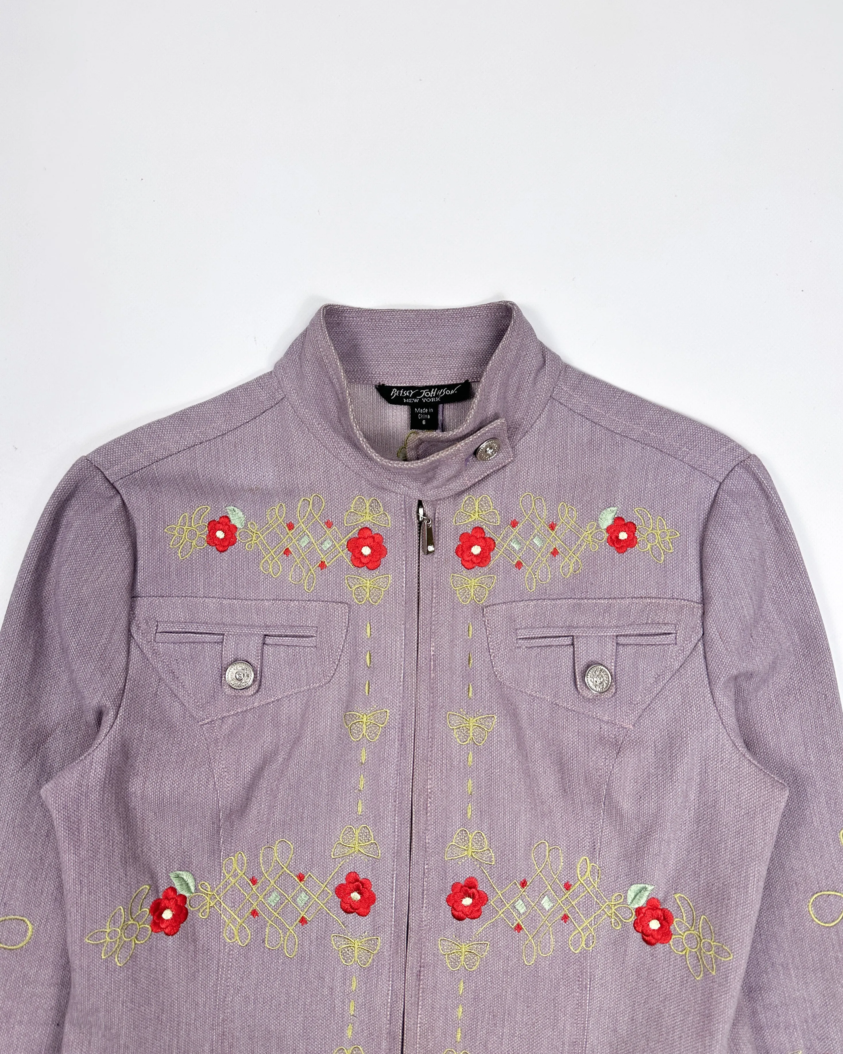 Betsey Johnson Violet Embroidered Jacket 1990's