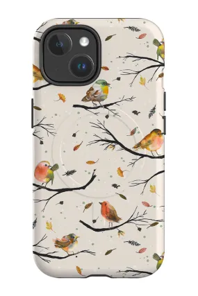 Bird Branches Autumn By Ninola Design MagSafe Phone Case (Beige)