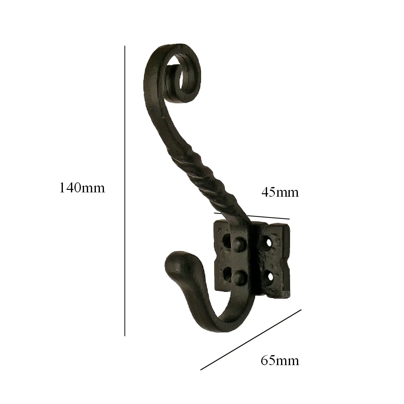 Black Cast Iron Tudor Hat and Coat Hooks