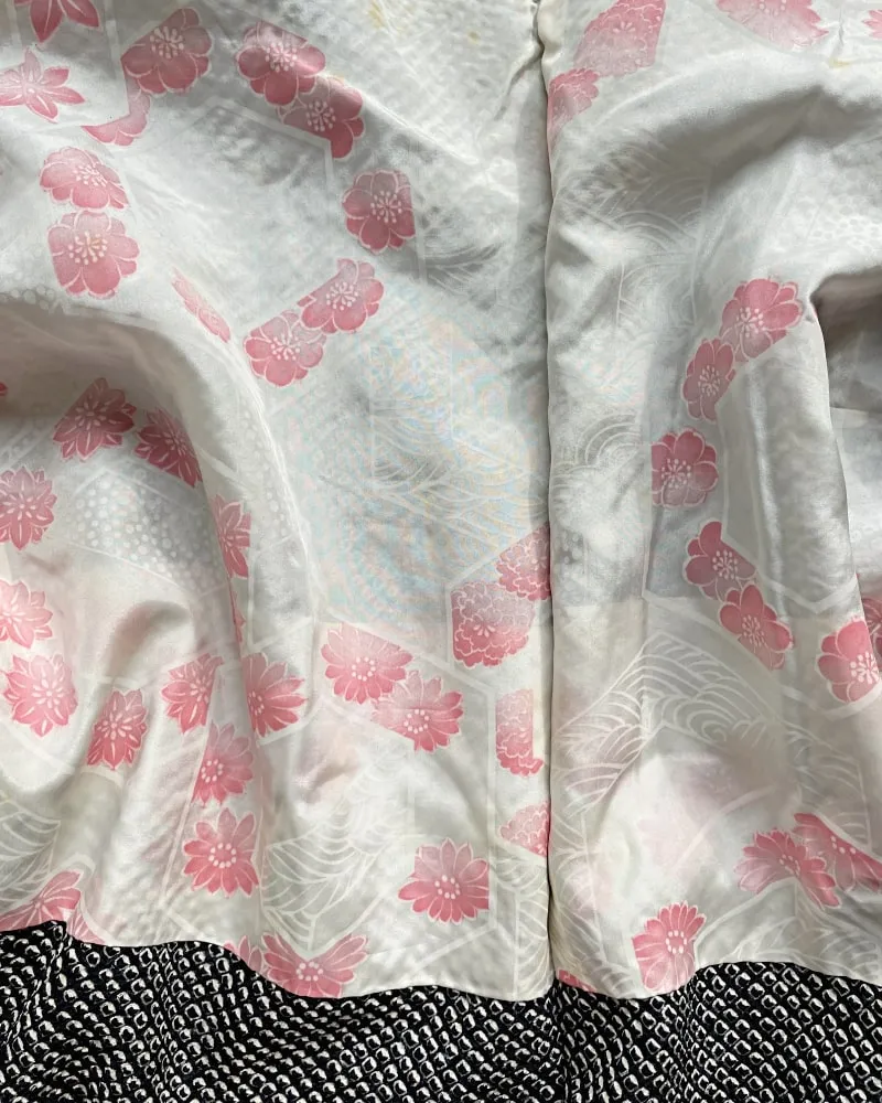 Black Cherry Blossom  Shibori Haori Kimono Jacket