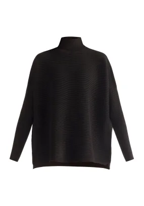 Black Paisie Turtleneck Ribbed Jumper