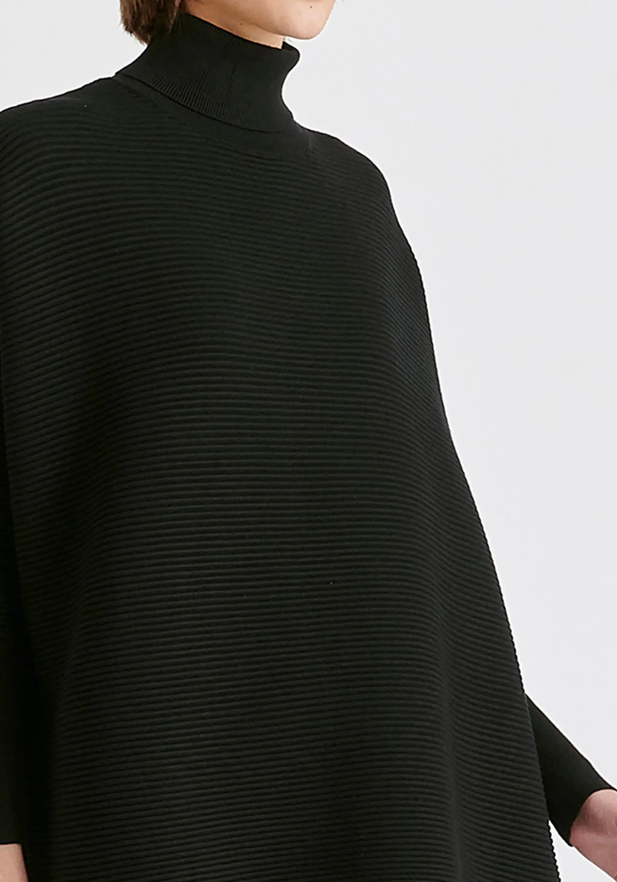 Black Paisie Turtleneck Ribbed Jumper