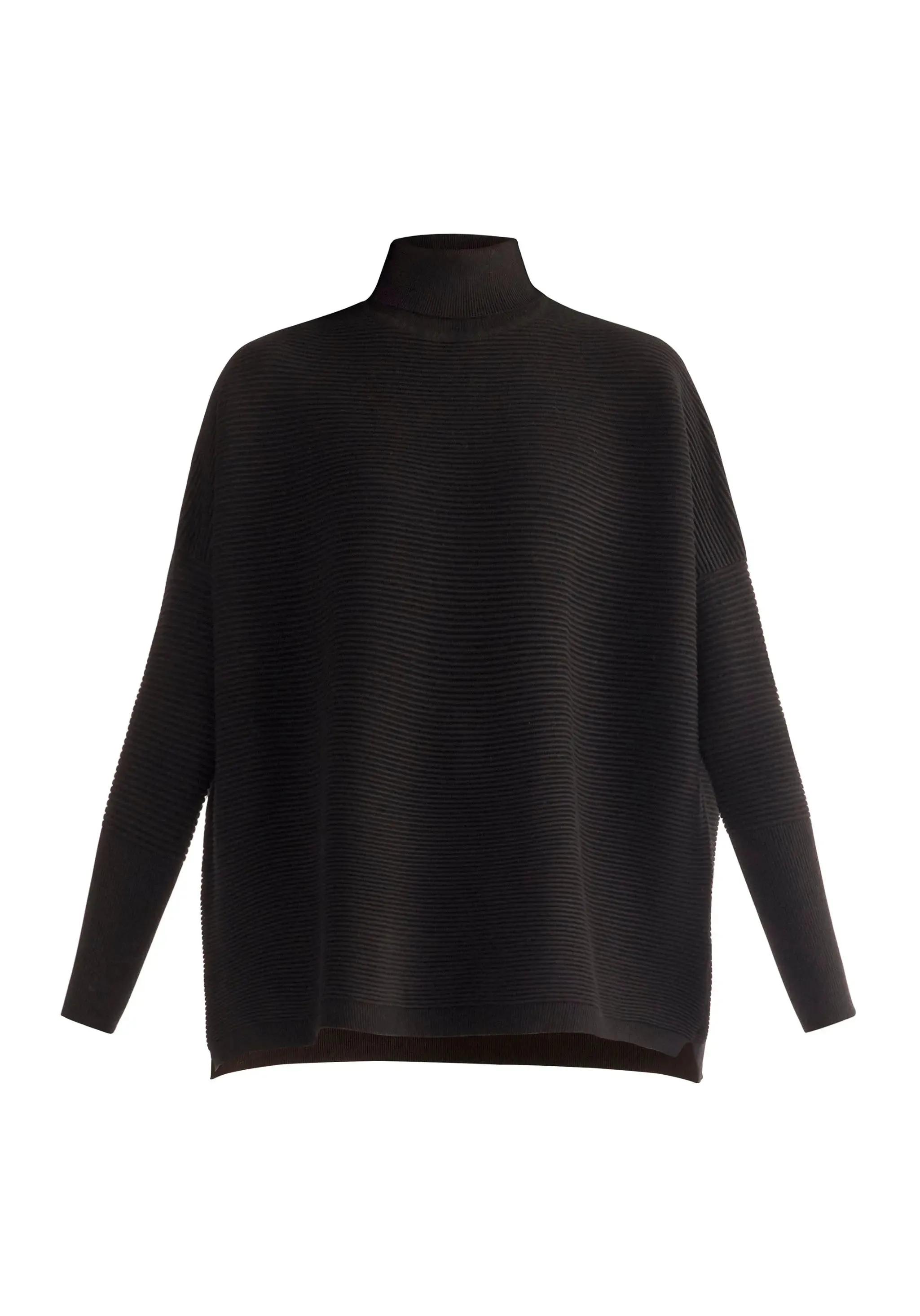 Black Paisie Turtleneck Ribbed Jumper