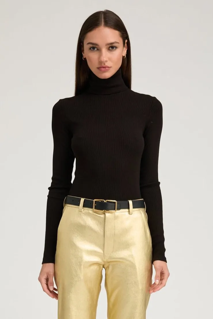 Black Rib Long Sleeve Turtleneck