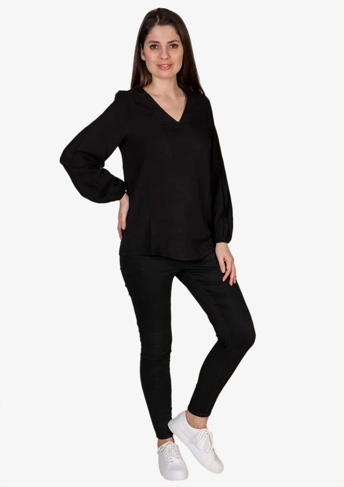 Blouson Sleeve V-Neck Top