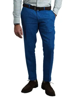 Blue Italian Delave Linen Trousers