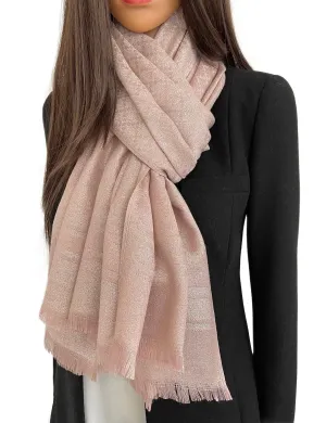 BLUSH PINK SPARKLY METALLIC EVENING SHAWL SCARF