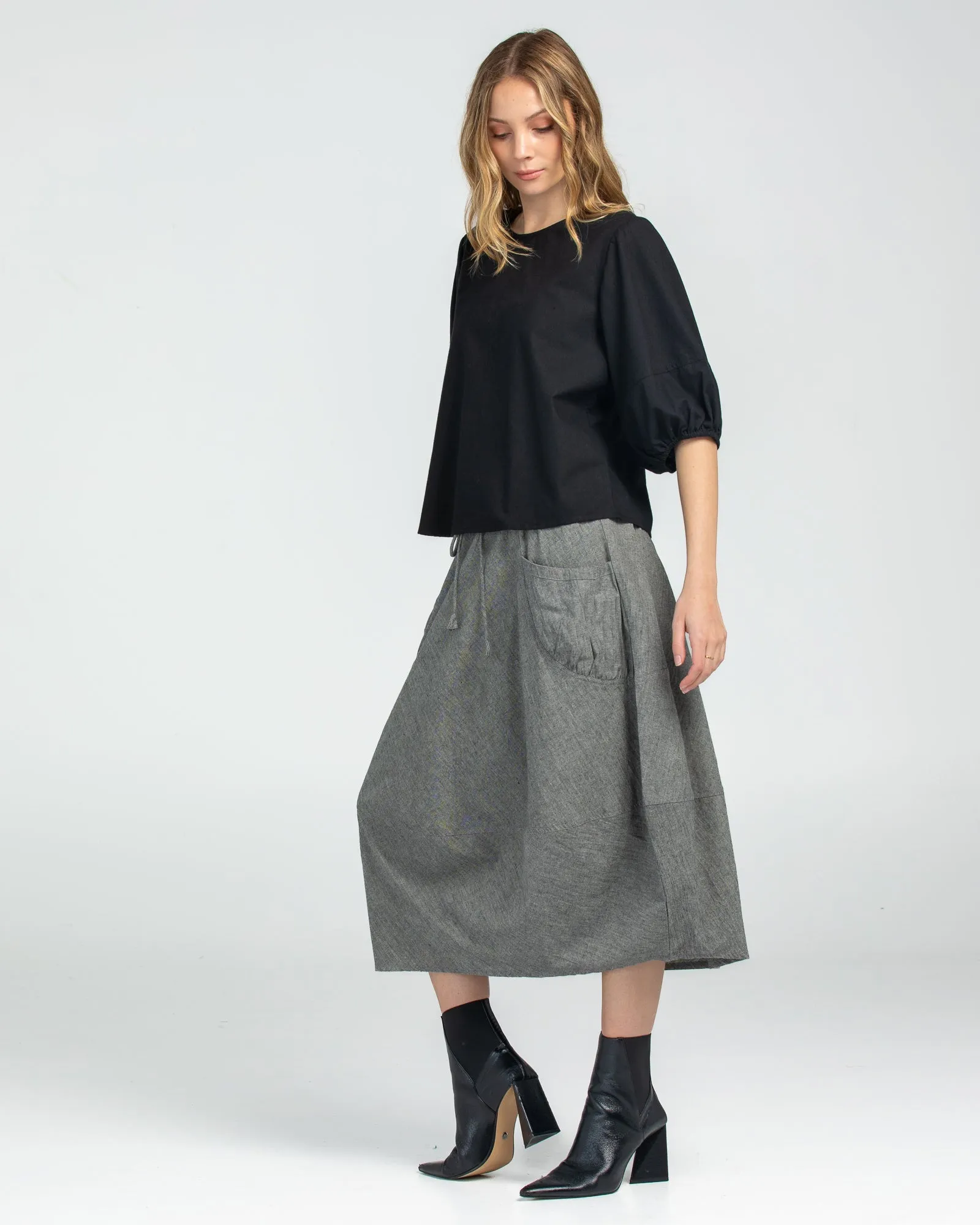 Boom Shankar Guru Skirt Winter Black Chambray