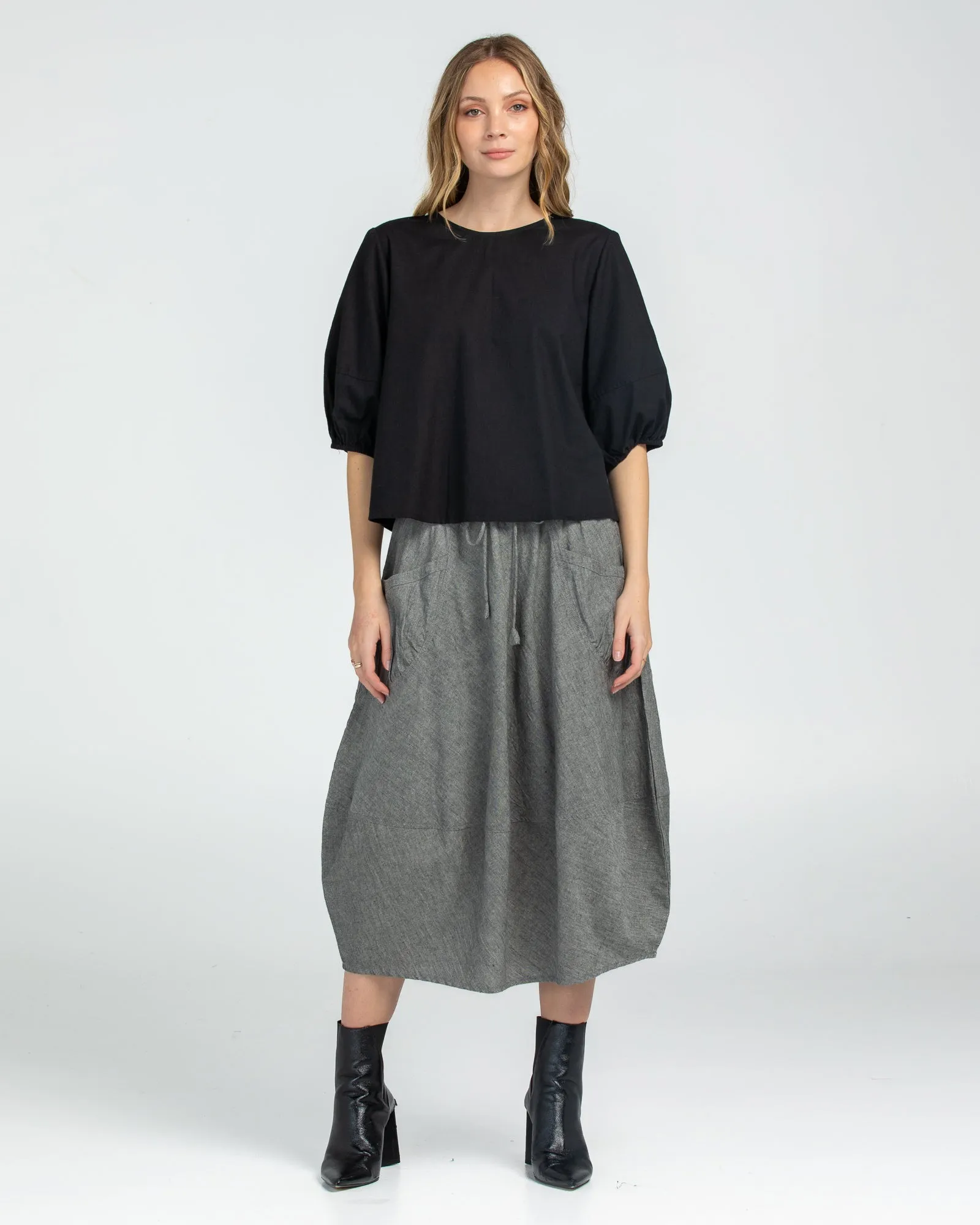 Boom Shankar Guru Skirt Winter Black Chambray