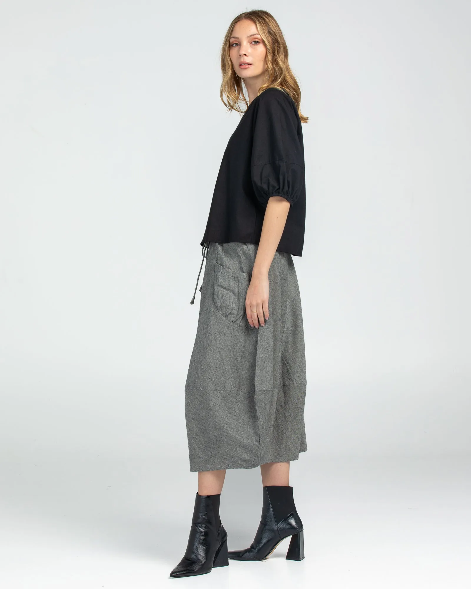 Boom Shankar Guru Skirt Winter Black Chambray