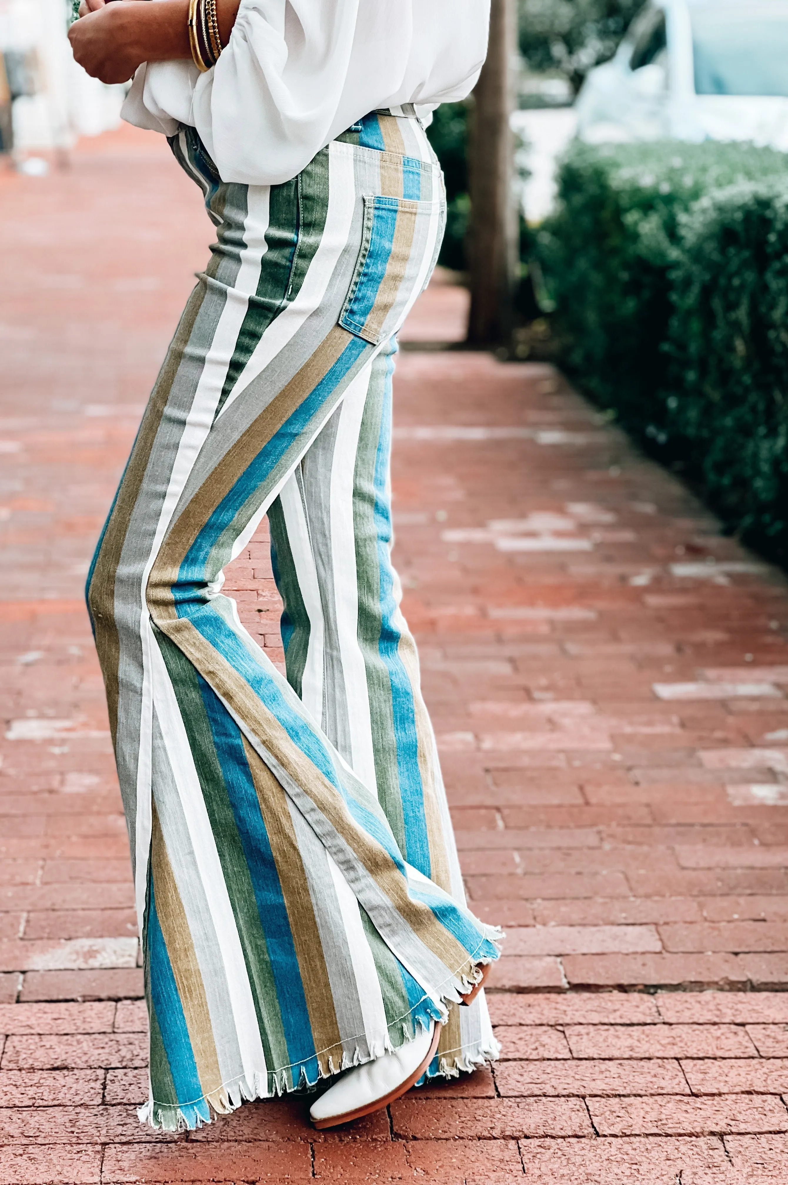 Boot Scoot Striped Flare Pants