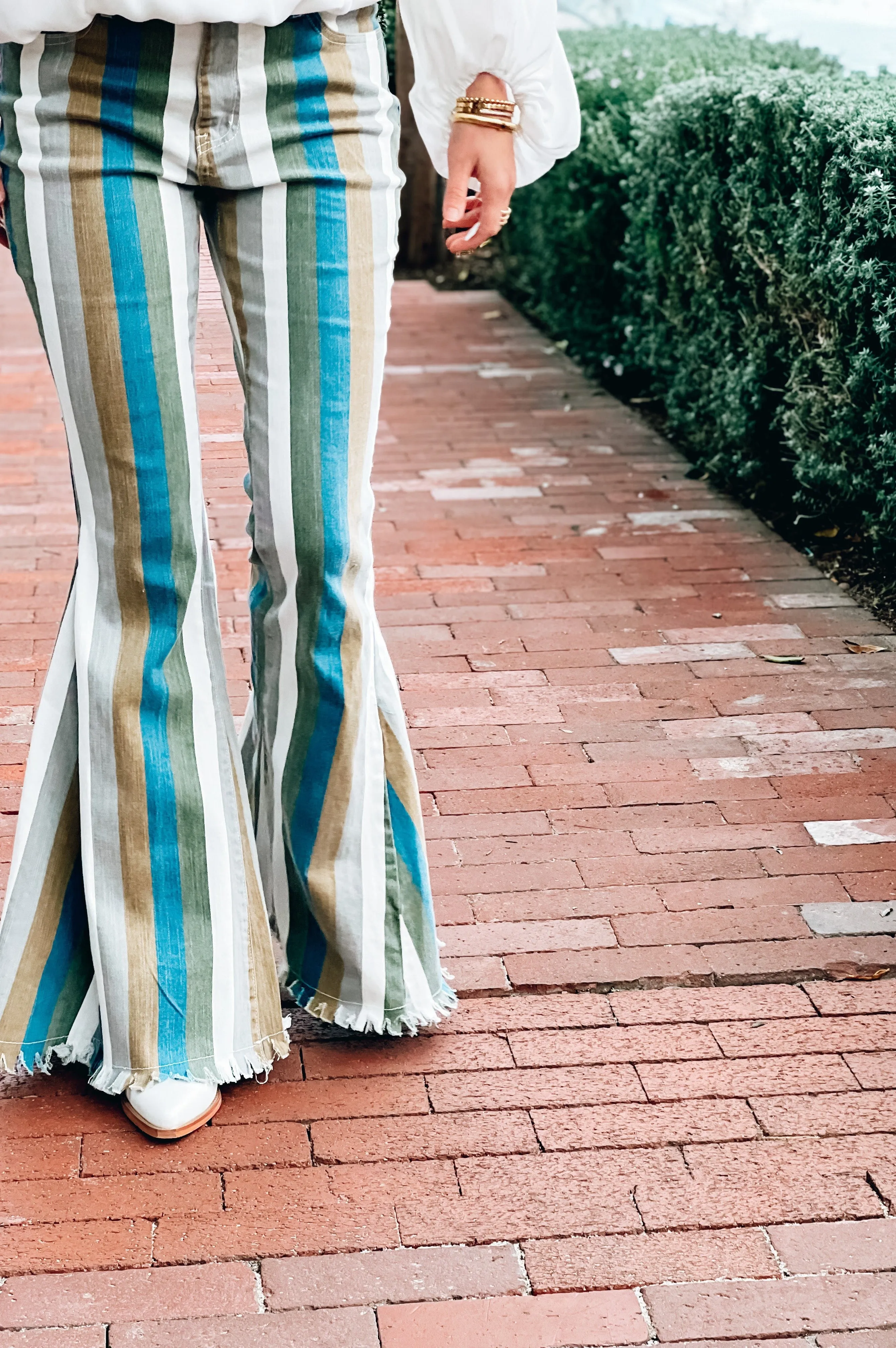 Boot Scoot Striped Flare Pants