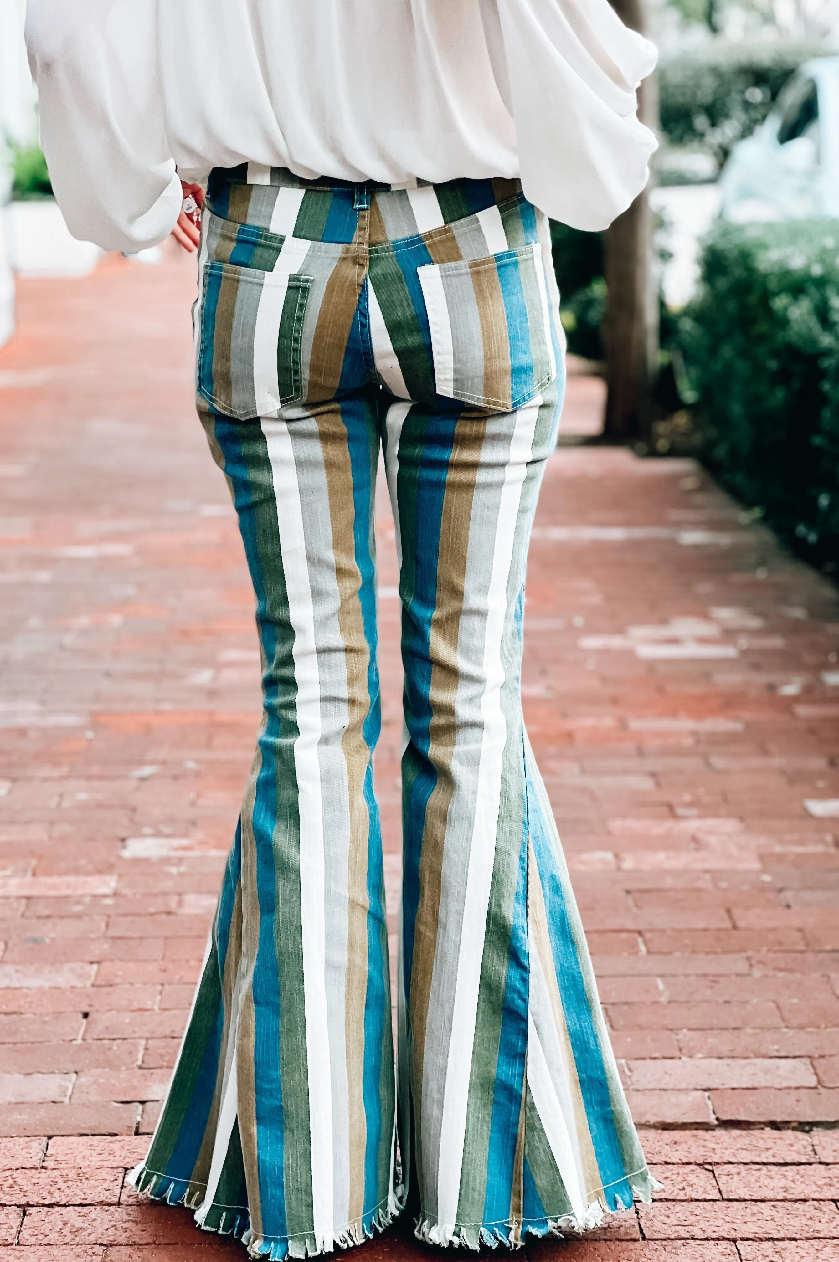 Boot Scoot Striped Flare Pants