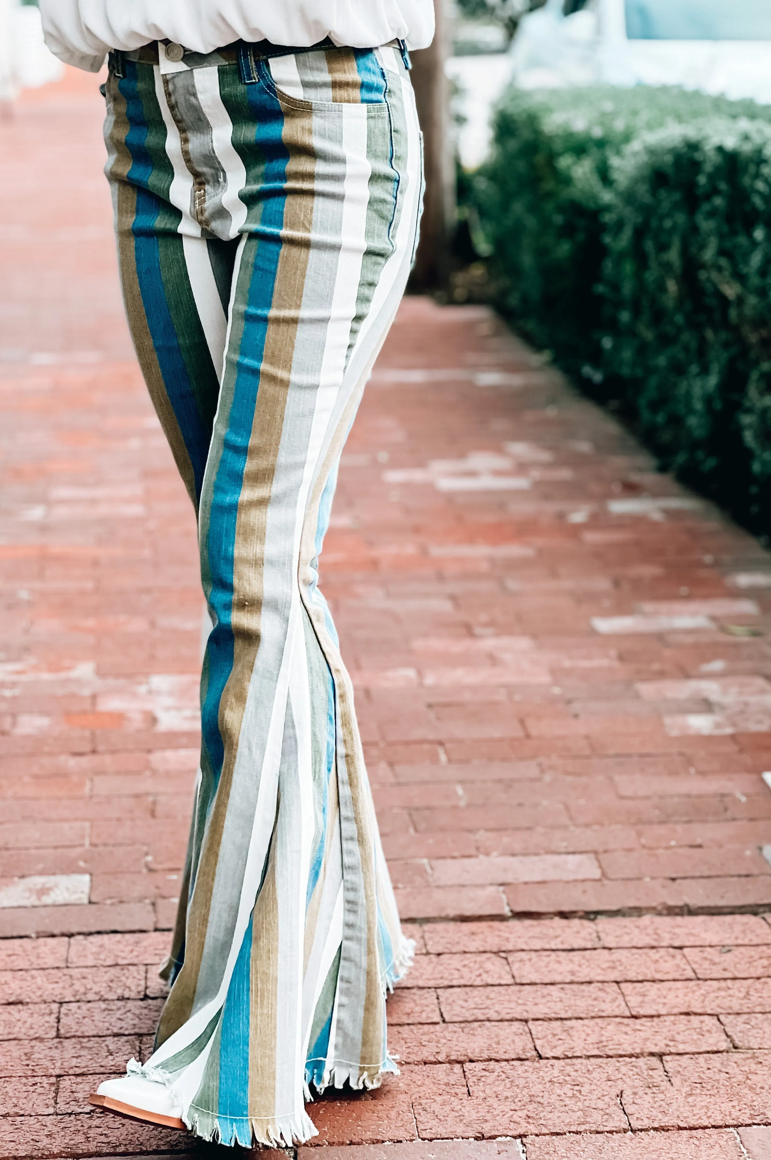 Boot Scoot Striped Flare Pants