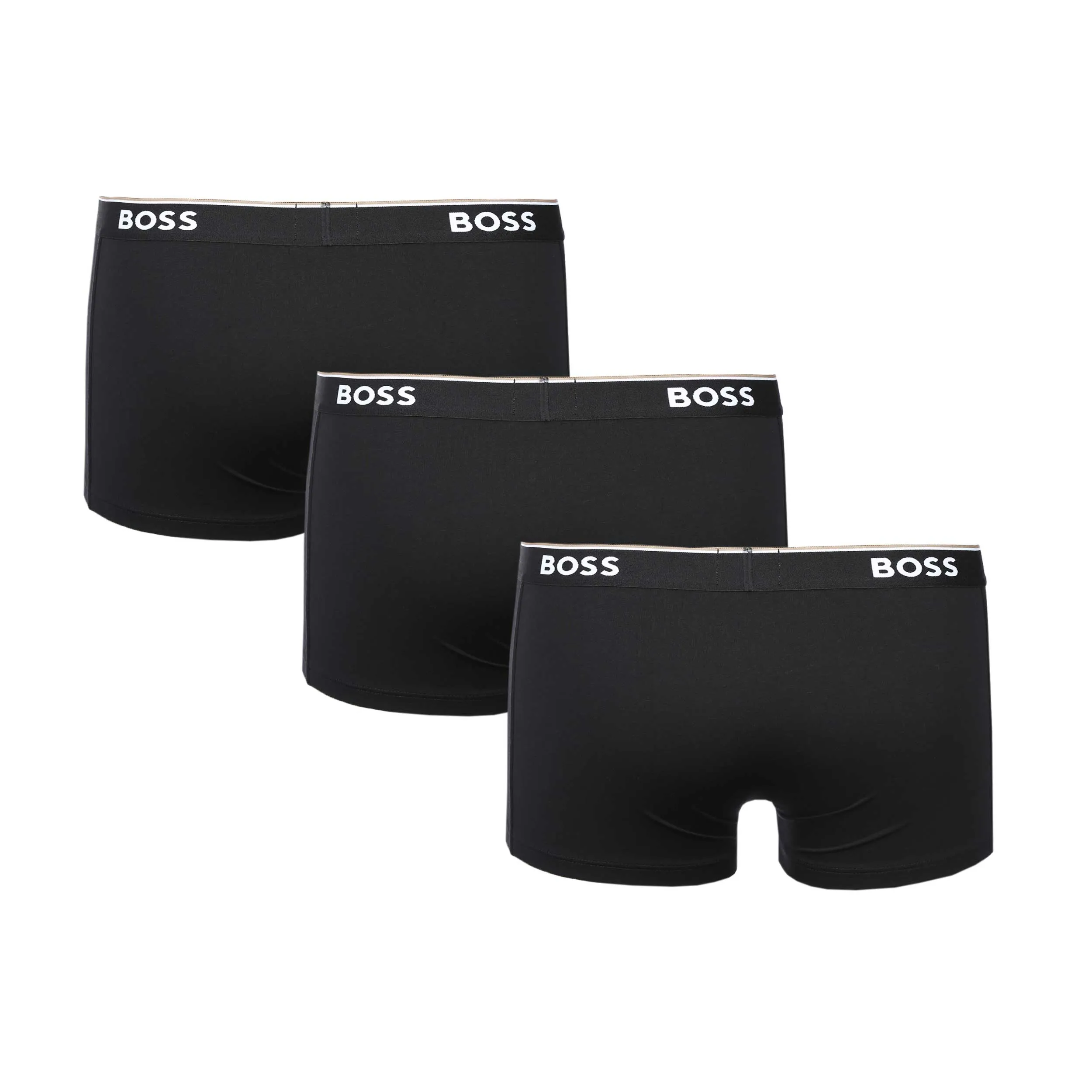 BOSS Trunk 3P Power Underwear in Black with Black Band