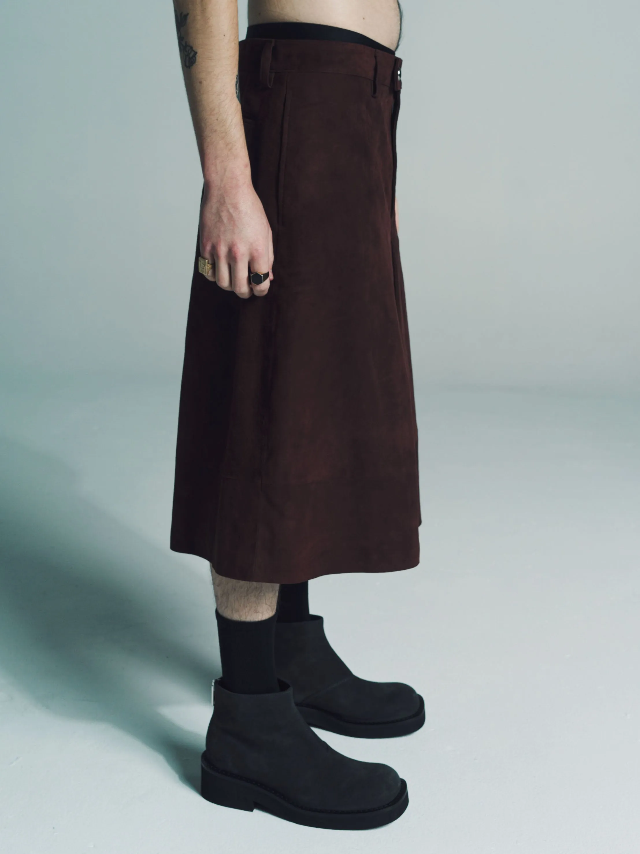 Brown Sheep Leather Flare Culottes