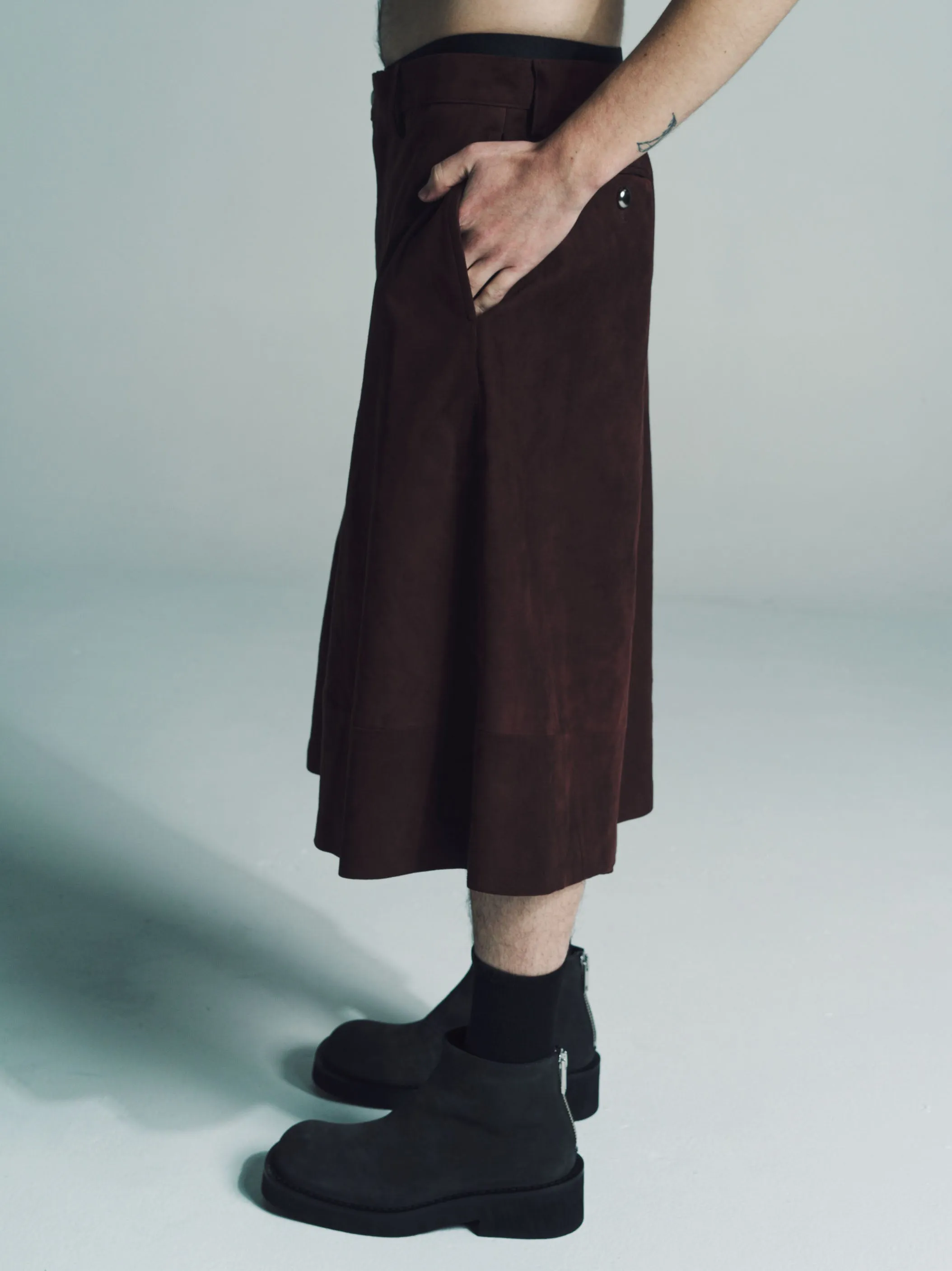 Brown Sheep Leather Flare Culottes