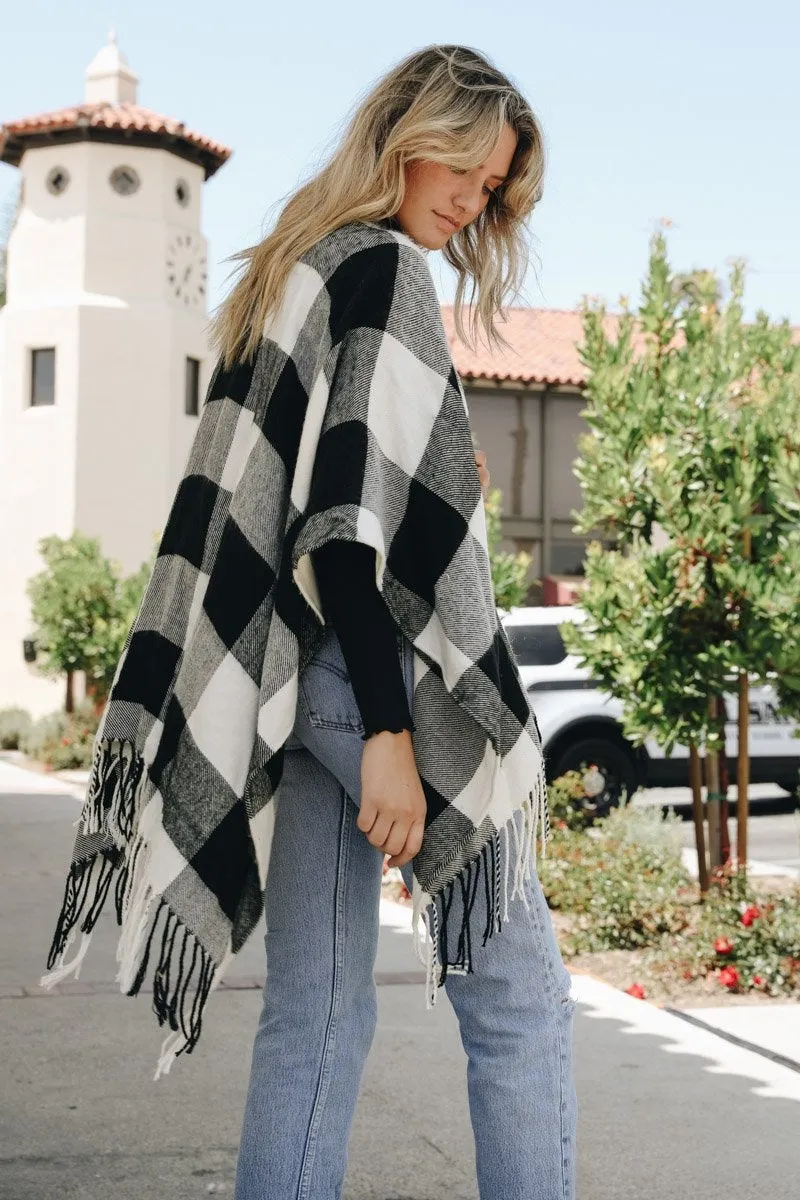 Buffalo Check Tassel Ruana